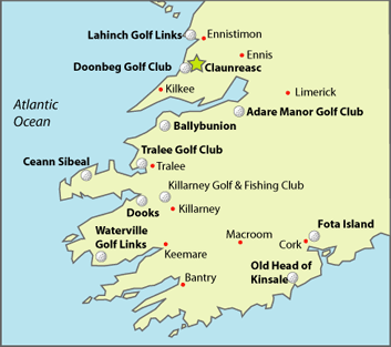 Map of golf courses near Claunreasc